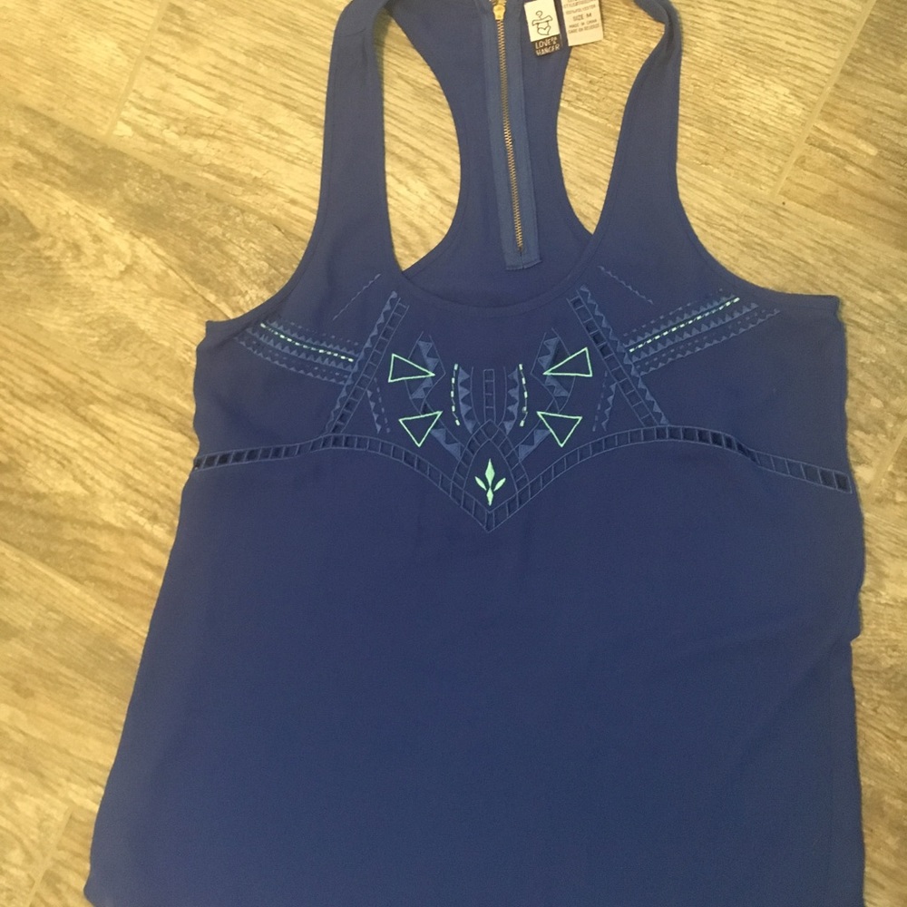 Blue and teal razor back flowy tank